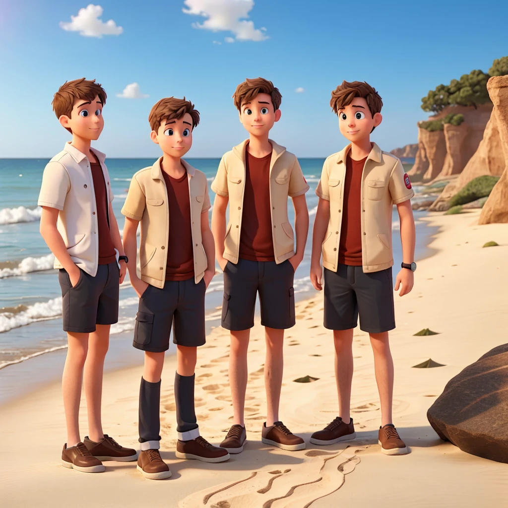 adult boy friends go to a sandy place