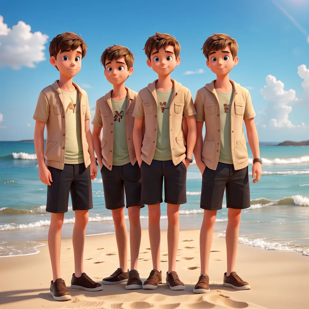adult boy friends go to a sandy place