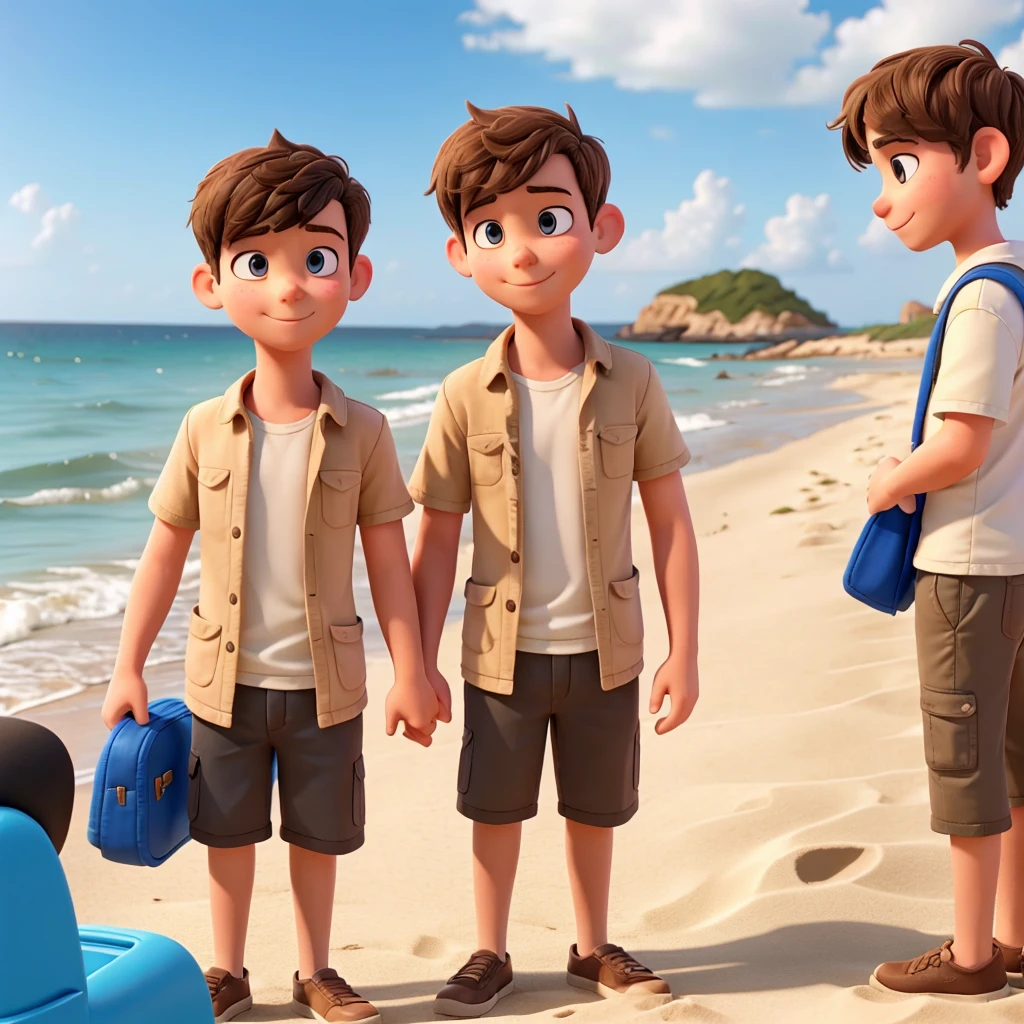 adult boy friends go to a sandy place