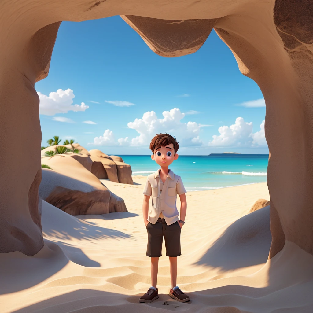 adult boy friends go to a sandy place alone