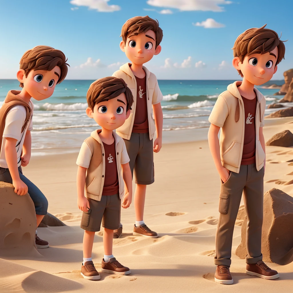 adult boy friends go to a sandy place alone
