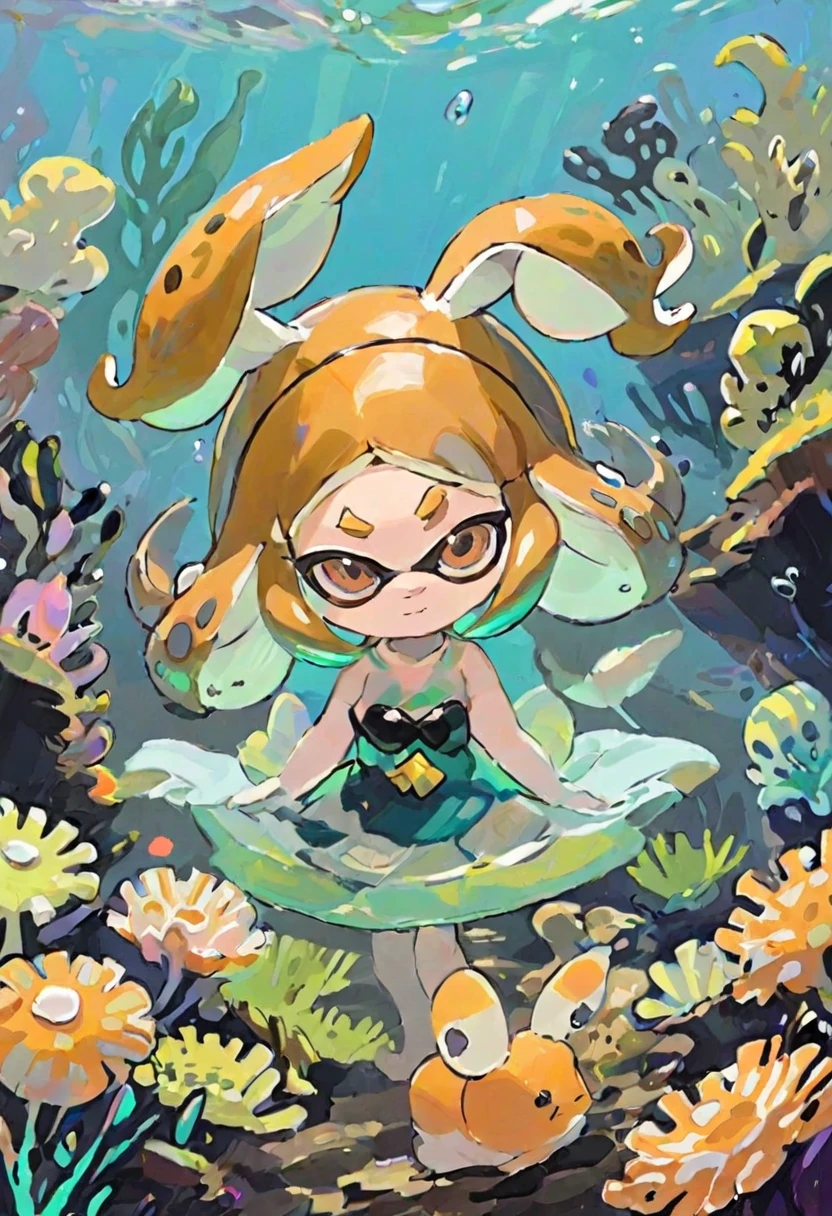 Splatoon brown sea slug girl with brown bunny ears