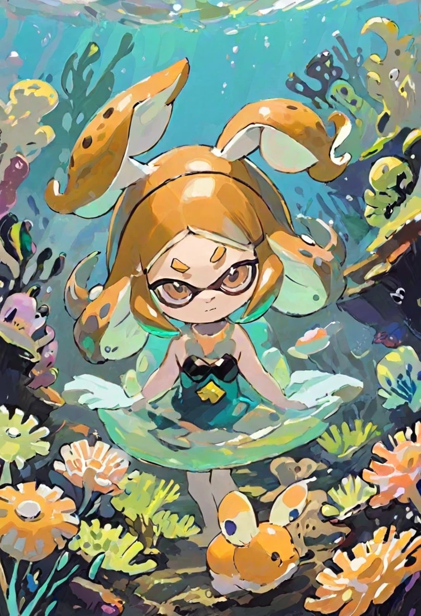 Splatoon brown sea slug girl with brown bunny ears