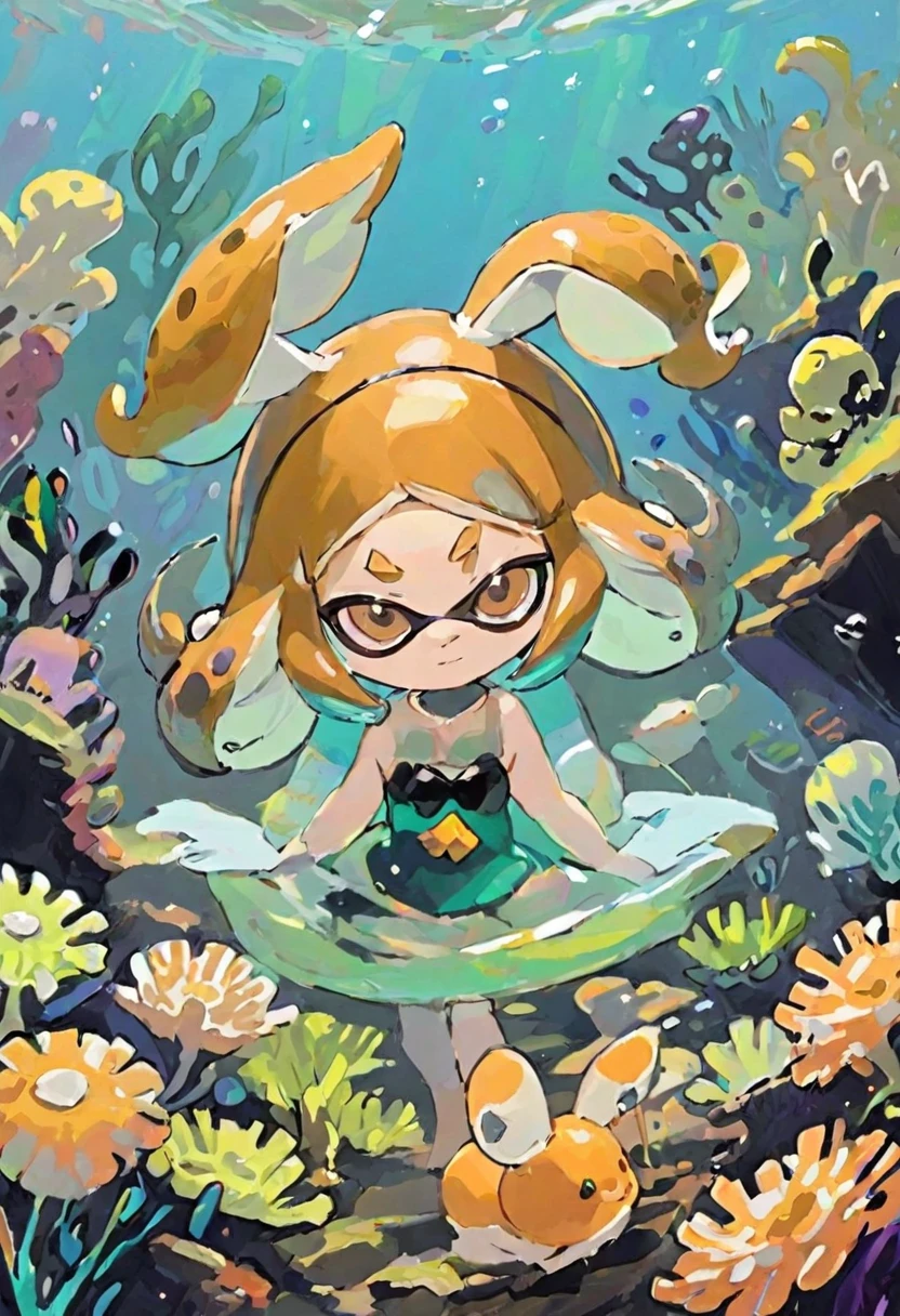 Splatoon brown sea slug girl with brown bunny ears