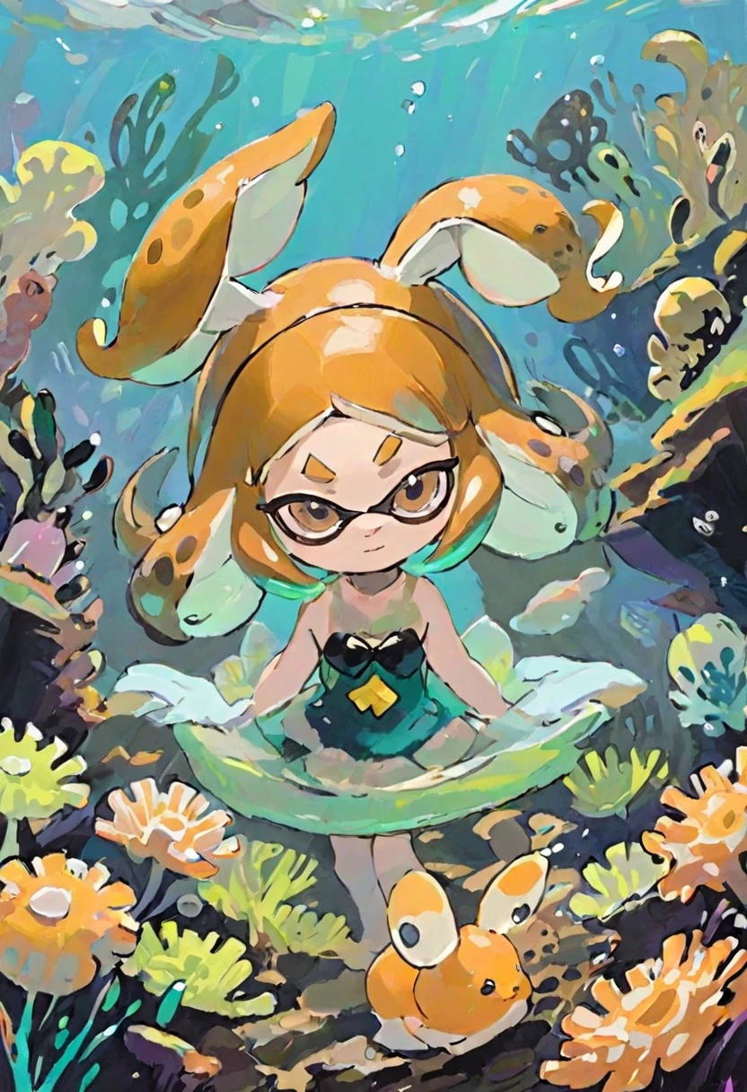 Splatoon brown sea slug girl with brown bunny ears