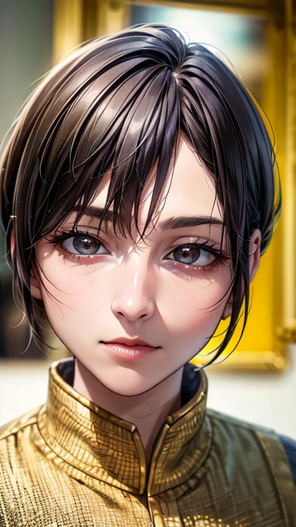 (Highest quality、8K、32k、masterpiece)、(Realistic)、(Realistic:1.2)、(High resolution)、Very detailed、Very beautiful face and eyes、1 Girl、Round and small face、(Droopy eyes:1.3), Tight waist、Delicate body、(close、Highest quality、Attention to detail、Rich skin detail)、(Highest quality、8K、Oil paint:1.2)、Very detailed、(Realistic、Realistic:1.37)、Bright colors