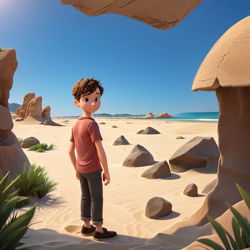 adult boy friends go to a sandy place alone no water