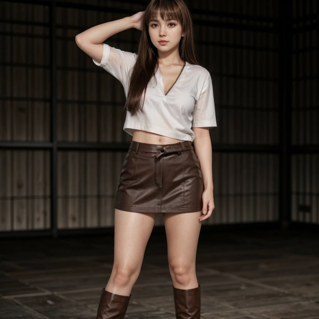 Kasumi, brown eyes, (best quality, ultra-detailed), (realistic:1.37), beautiful and detailed face, ultra-realistic texture, delicate face, delicate body, red lipstick, bright colors. High definition, 8K.
