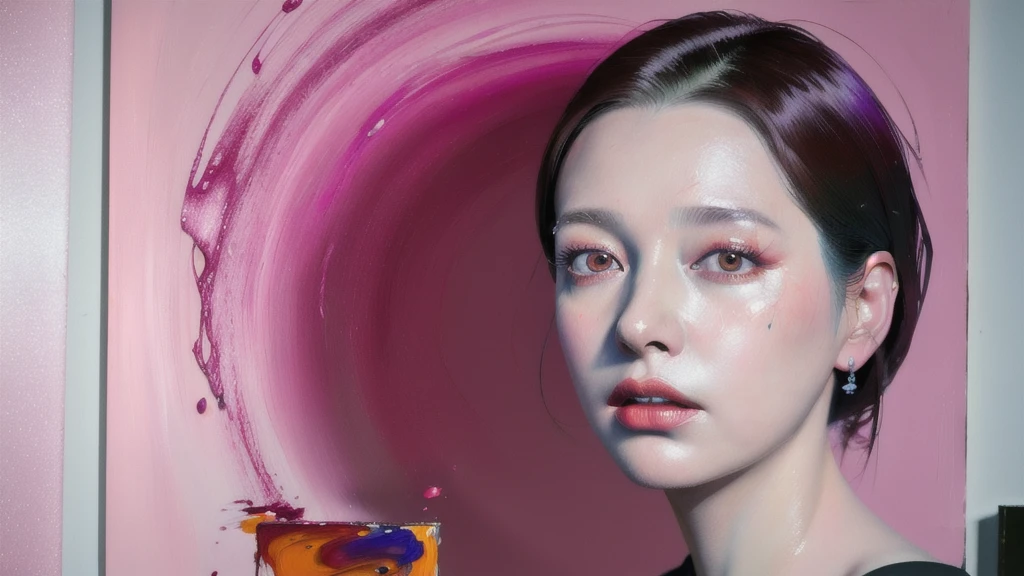 Android Beauty, Powerful paintings inspired by Francis Bacon, Ultra-realistic surrealism, Hyperrealism, fear, art, hyper real painting, Realistic illustration painting, カラフルなHyperrealism, Hyper-realistic digital art