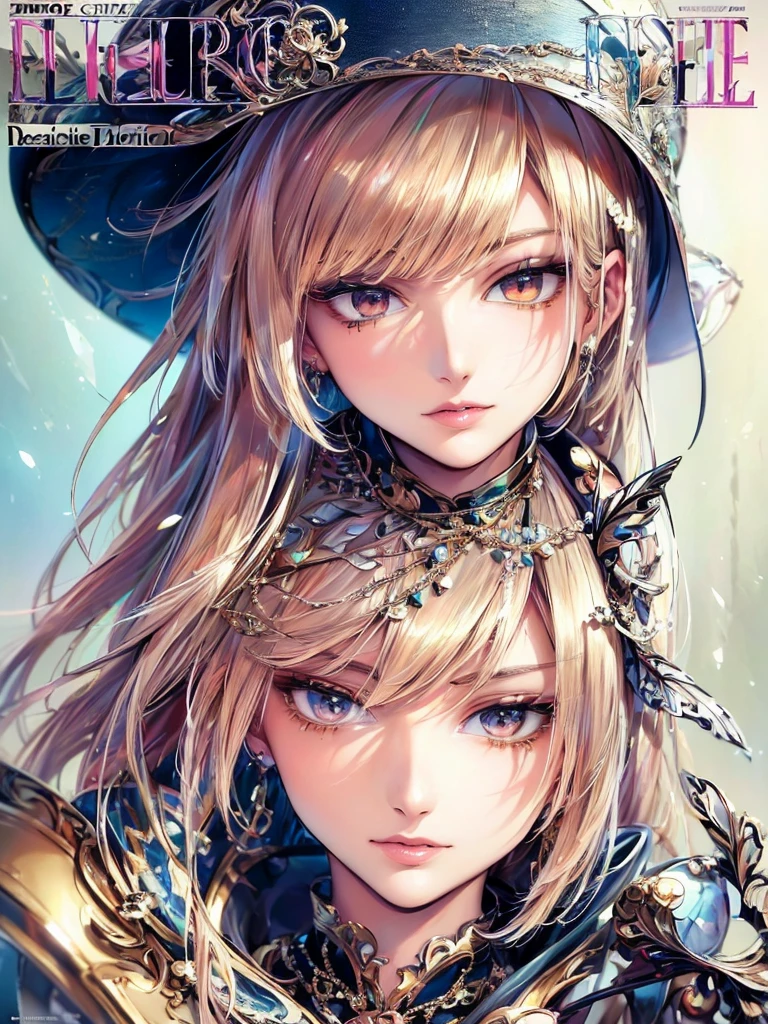 ((Highest quality)),(Ultra-high resolution),(Very detailed),(Detailed Description),((The best CG)),(A masterpiece),Ultra-detailed art,Amazing painting art,(Contemporary art with precise details:1.5),(Fashion magazine cover:1.8), (1 female fashion model:1.6),(Beautiful and well-proportioned face:1.5),Fashion Leader:1.6,Powerful gaze:1.4,(Wear your hat at an angle:1.3),Cropped tops,