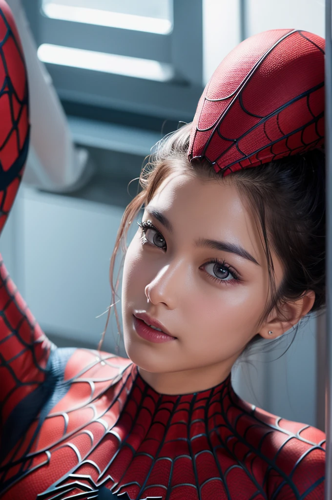Spiderman Pictures, No mask, 20th Generation, good looking, Detailed face, looking at the camera, Portraiture, 8K Ultra HD, high quality