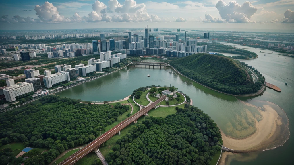 Beautiful natural scenery of Singapore viewed from above, Photorealistic photos. High definition,8K
