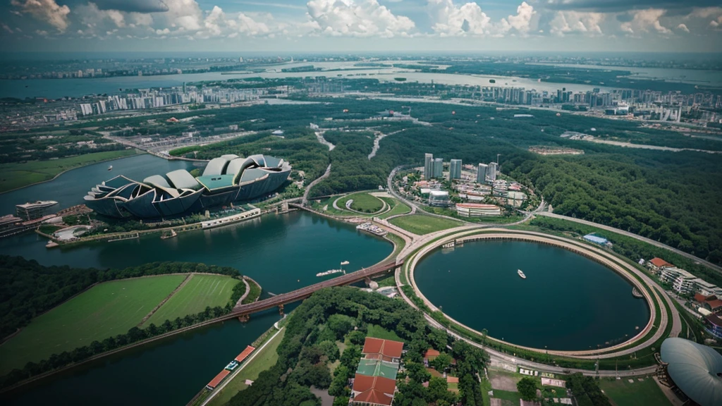 Beautiful natural scenery of Singapore viewed from above, Photorealistic photos. High definition,8K
