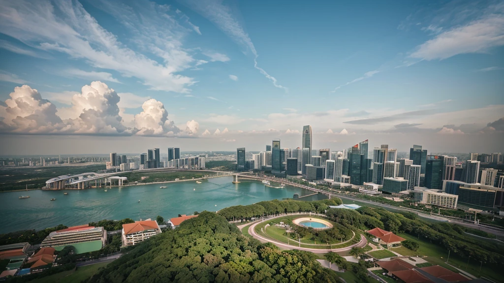 Beautiful natural scenery of Singapore viewed from above, Photorealistic photos. High definition,8K