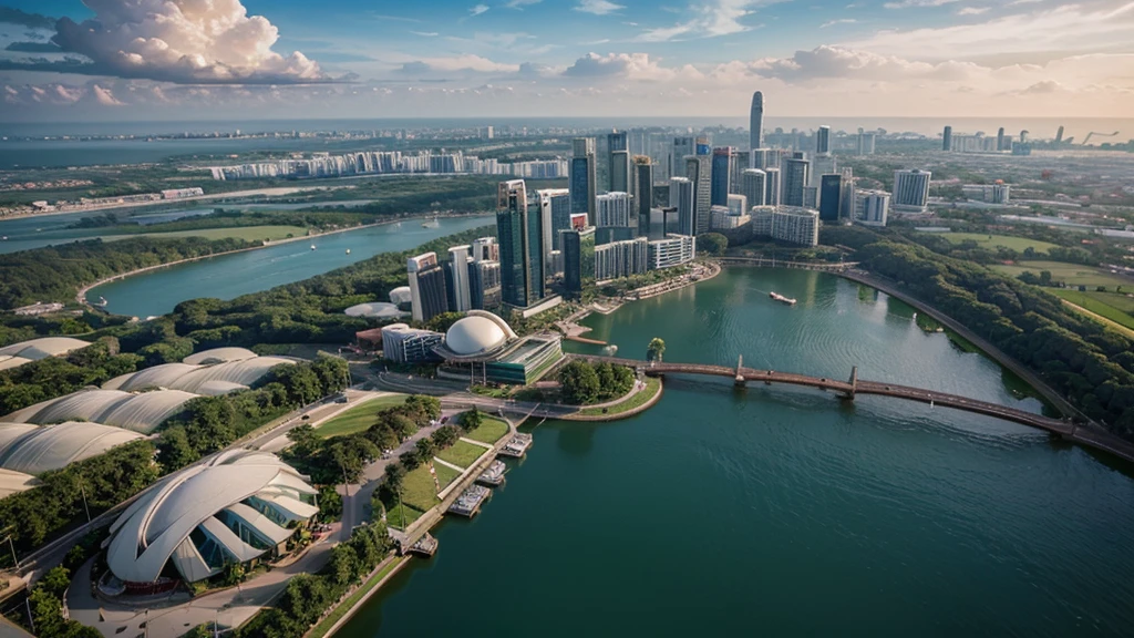 Beautiful natural scenery of Singapore viewed from above, Photorealistic photos. High definition,8K
