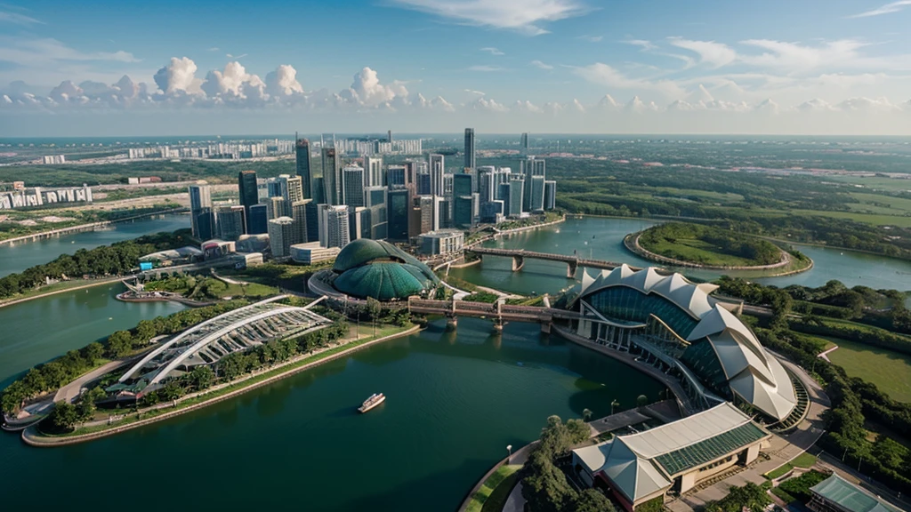 Beautiful natural scenery of Singapore viewed from above, Photorealistic photos. High definition,8K