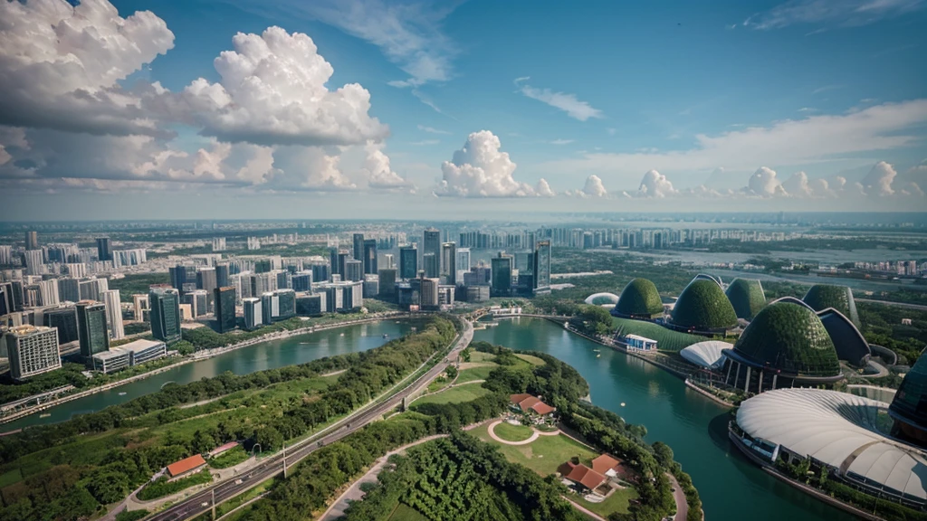 Beautiful natural scenery of Singapore viewed from above, Photorealistic photos. High definition,8K