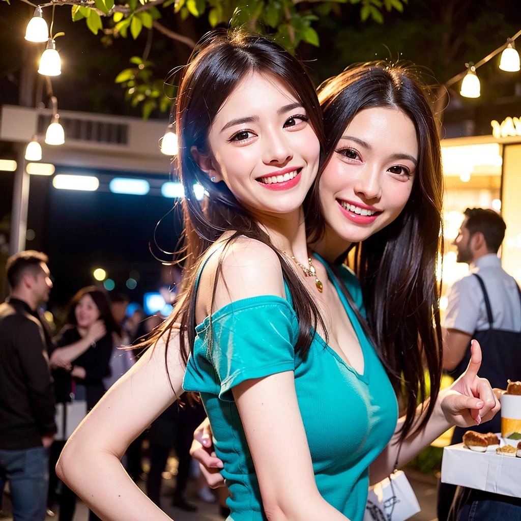 (8k, RAW photos, best quality, masterpiece:1.2), (realistic, photo-realistic:1.37), highly detailed, (happy people, laughing, big smiles, celebrating:1.2), (friends and family), ( party background:1.1), (night or day), (close to each other), facial details, (bright colored clothes:1.1), (hair of different types and styles), (bright and shining eyes:1.1), (smile :1.3)
