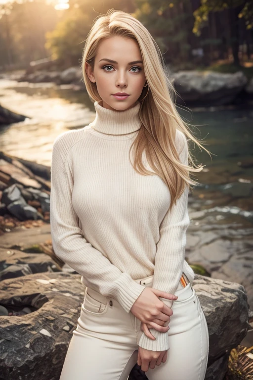 UHD, Masterpiece,
1 beautiful blonde woman,
23 years old,
subtle smile,
flirt with the camera,
she's a model, pose sexy,
(European girl:1.2),
(beauty face:1.3),
(on a walk at dawn:1.3), turtleneck wool sweater, Skinny Jeans,
perfect body,
perfect hands,
perfect chest,
perfect hair, Perfect eyes,
kodak gold,
no mutation,