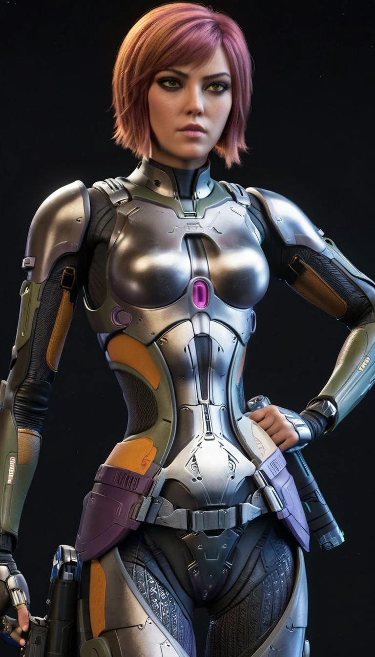 professional 3d model Cinematic scene, sabine wren, SILVER armor (HUGE BREASTS), Ghost in the Shell, detailed background, masterpiece, best quality, high quality, highres, absurdres . octane render, highly detailed, volumetric, dramatic lighting
