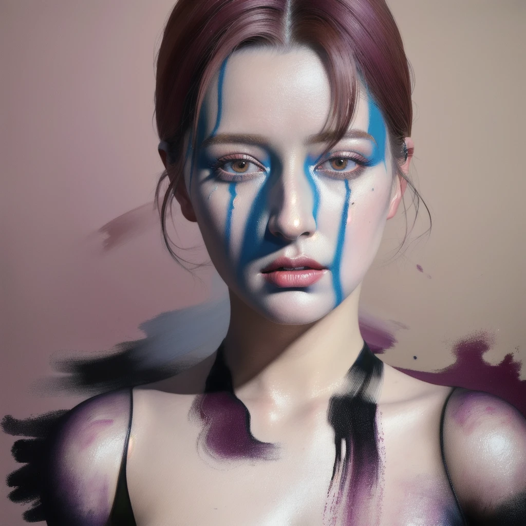 Android Beauty, Powerful paintings inspired by Francis Bacon, Ultra-realistic surrealism, Hyperrealism, fear, art, hyper real painting, Realistic illustration painting, カラフルなHyperrealism, Hyper-realistic digital art