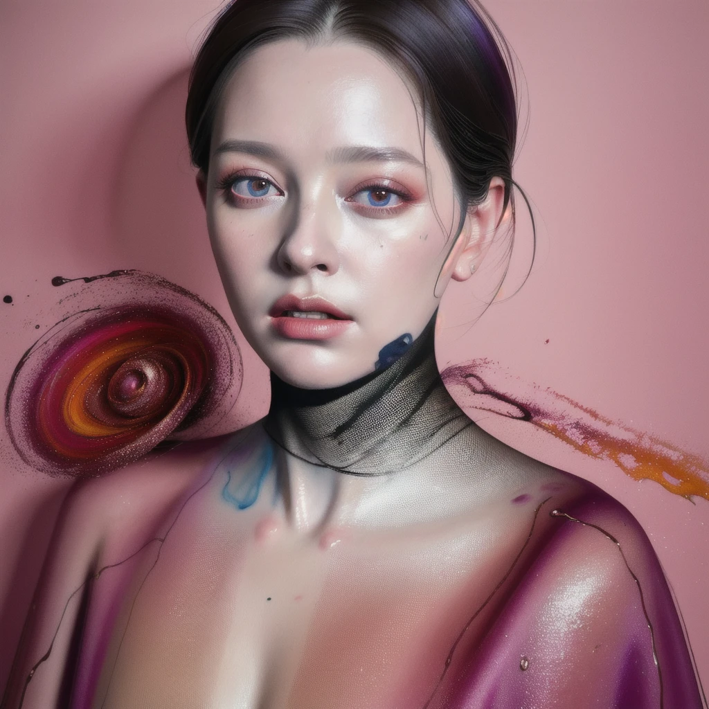Android Beauty, Powerful paintings inspired by Francis Bacon, Ultra-realistic surrealism, Hyperrealism, fear, art, hyper real painting, Realistic illustration painting, カラフルなHyperrealism, Hyper-realistic digital art