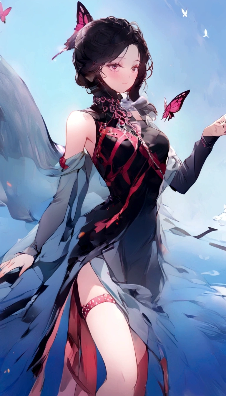 Beautiful Chinese girl likes butterfly