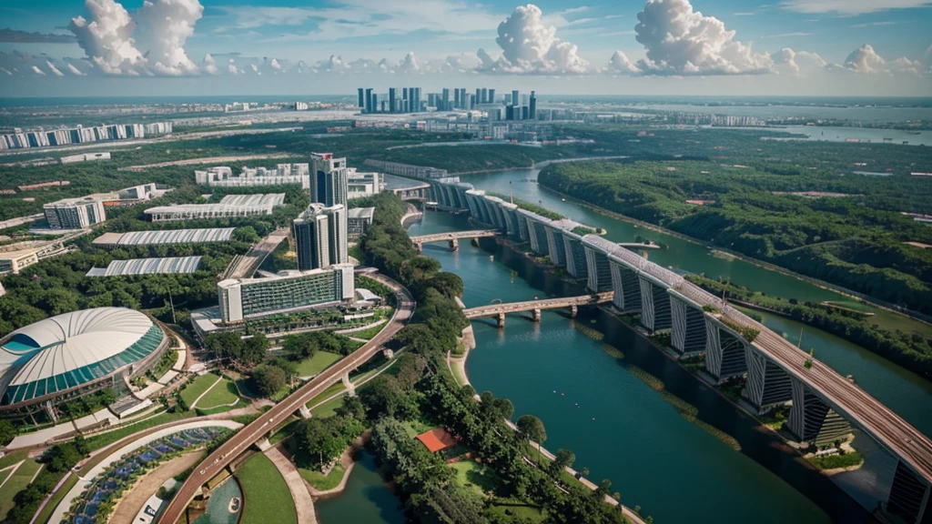 Beautiful natural scenery of Singapore viewed from above, Photorealistic photos. High definition,8K