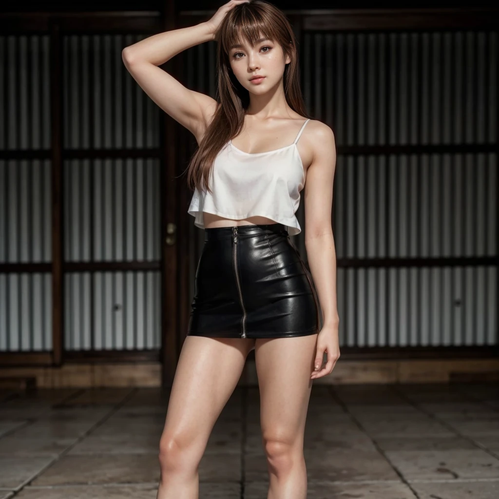 Kasumi, brown eyes, (best quality, ultra-detailed), (realistic:1.37), beautiful and detailed face, ultra-realistic texture, delicate face, delicate body, red lipstick, bright colors. High definition, 8K.
