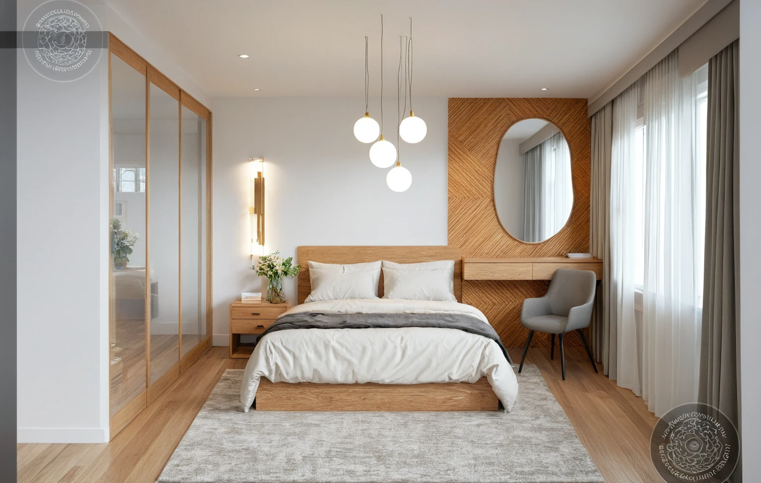 Interior Design, (modern interior space), (modern furniture design), (space that realistically describes the modern interior of a townhouse), (soft warm led light), (circle spotlight), (indoor), (neutral white tone color), (white wall), (An Cuong Wooden Furniture minimalist Style), (An Cuong wood with MDF surface glued with melamine coating), (architectural design visualization), (reflection), (focus on object), (material normal bump real reflection), (multi-level reflection), (chao vantage software visualization render),(((Best Quality))), ((Masterpiece)), ((best illustration)), ((best shadows)), (( Super Detail)), (Intricate lines), (Photorealism),(hyper detail), ((archdaily)), ((award winning design)), (dynamic light), ((spotlight)), (perfect light), ( shimering light), ((photorealistic)), ((intricate detail)), ((extreme detail)), ((crazy detail)), ((octane render)), ((trending on artstation)), ((High- fidelity)), ((Viwvid)), ((Crisp)), ((Bright)), ((Stunning)), ((Eye-catching)), ((High-quality)),((Sharp)), ((day sun environment)), ((Illuminating)), ((Flawless)), ((High-quality)),((Sharp edge render)), ((medium soft lighting)), ((photographic render)) , ((detailed archviz)), ((reality environment))