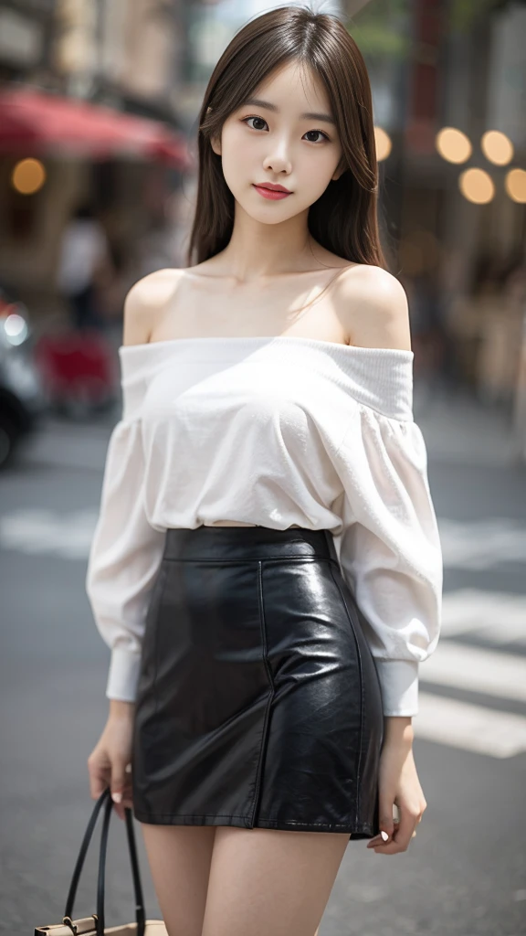 Taiwanese women,Female Model,Slim,Good shape,HD, off-shoulder shirts , mini skirt,blond