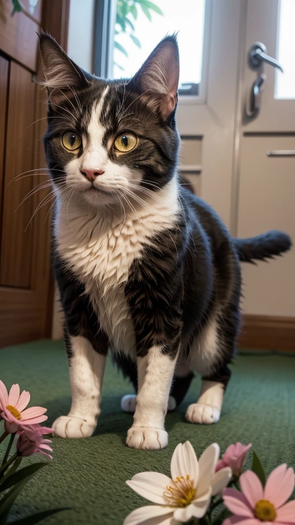 Blaze the cat with blooming