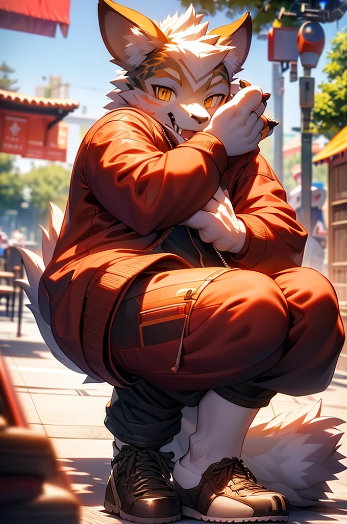 Guara wolf, mascle, furry, nya, wearing cold clothes, best qualityer,3d, 8K, anime styling