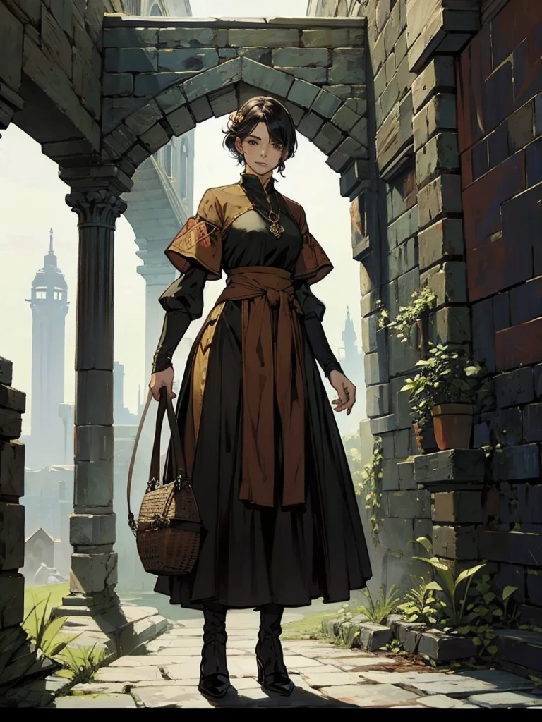 , , villager costume, medieval fantasy, full body image