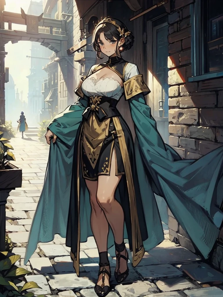 , , villager costume, medieval fantasy, full body image