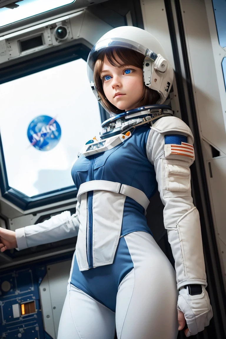 1 Girl,Lonely,living room,original,(integral:1.4) ,I can see your face through your helmet ,Green Eyes,White tights,Orange heavy armor,Cowboy Shooting,(On the space station:1.4 ) ,sf,Super detailed,Clear focus,beautiful,(Highest quality), (Beautiful Blue Eyes :1.4)