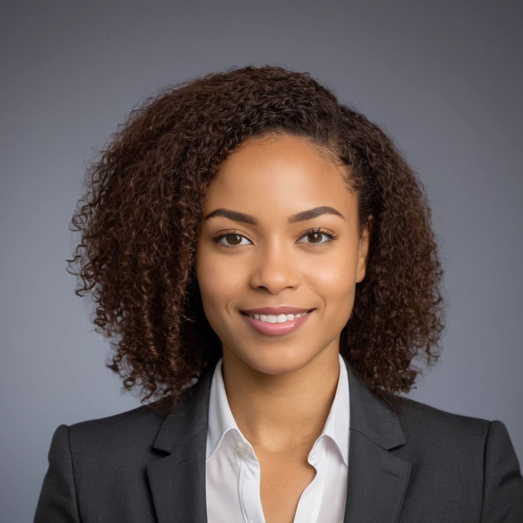 Here's a professional prompt for generating a corporate ID photo for an other lightskin African girl: "Generate corporate ID photo for an African professional girl with lightskin. Ensure photo reflects a professional and serious demeanor, with consistent quality and style suitable for official use. The subjects' face should be well-lit and clearly visible, emphasizing her professionalism and authentic personality."