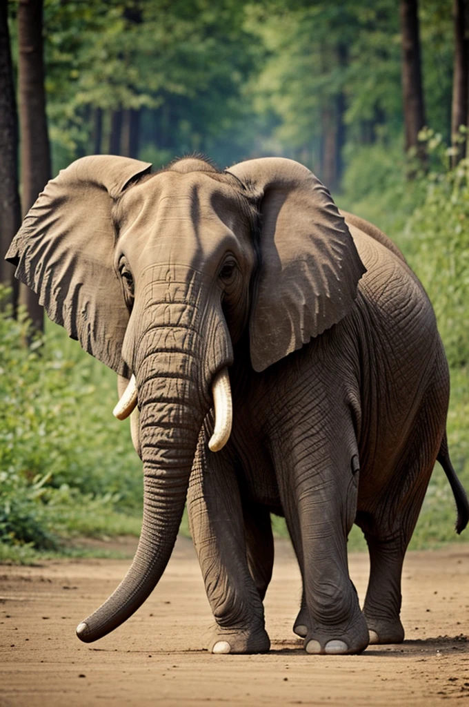 The body is like a bean. head like elephant rabbit ears The front legs are real. The hind legs are like an elephant. The tail is like a whip. It is a mammal.