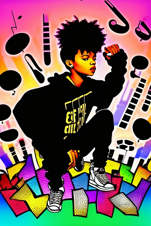 A background filled with scattered musical notes in various sizes and colors
A background completely filled with scattered musical notes in various sizes and colors, covering the entire screen.
beautiful girl colorful image
Dance hiphop Dance CREW Waacking Dance
Punking
black medium hair black medium hair
Five fingers Baggy clothes Baggy clothes