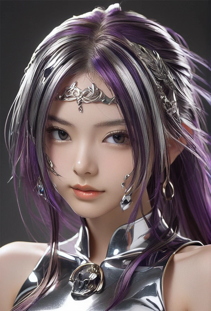 One girl, Female Metal Spirit, Metallic hair, Internal metal, Put a few drops of metal on your skin,