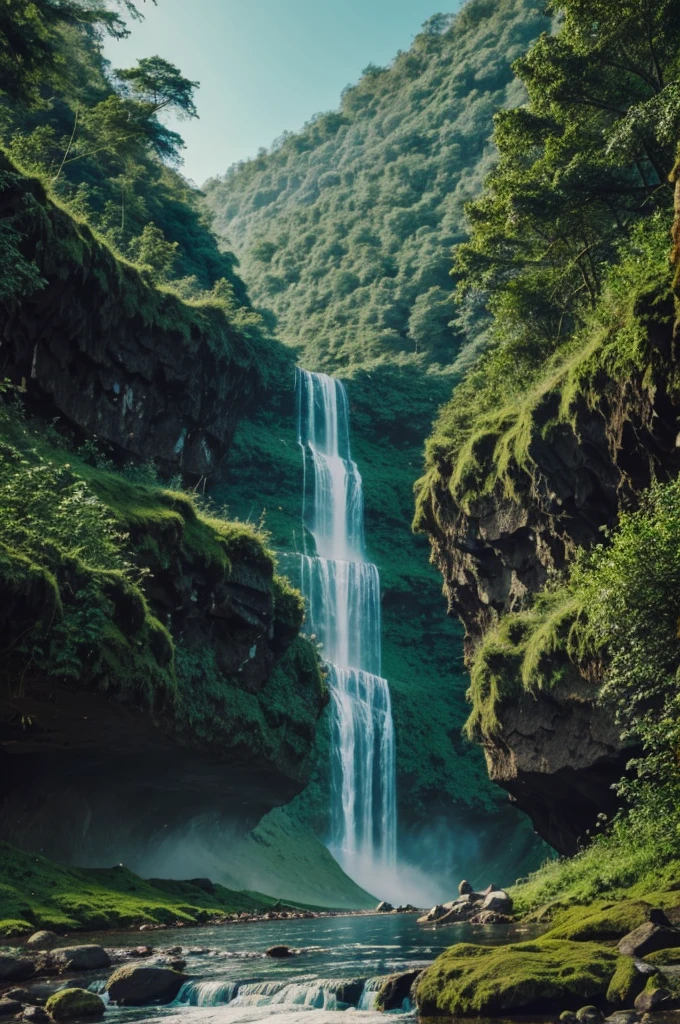 Illustration of a waterfall in the wild