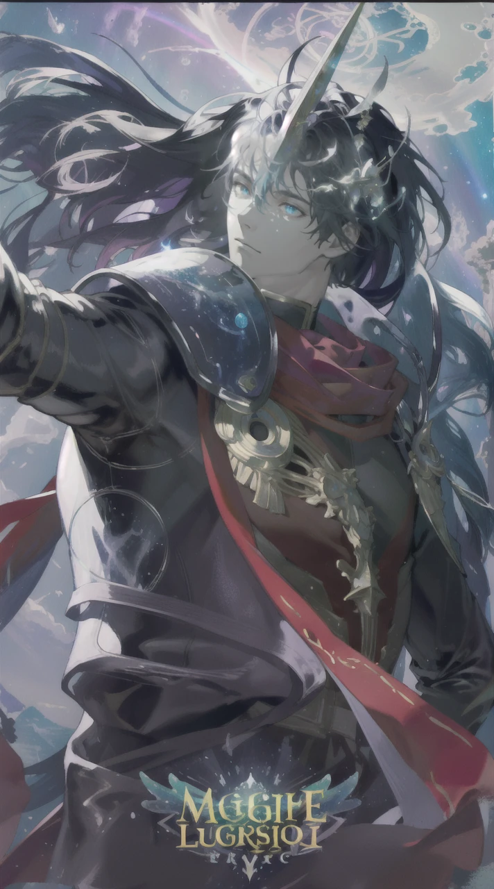 masterpiece, best quality, 1 male, adult, mature, tall muscular guy, Dark theme, Magic circle, bubble, rainbow Sunlight, Underwater, Reflected mirror, floating piece of Glass, Rainbow light, Bubble Swirling, wind Swirling, Aurora, fantasy scenery, Starlight around the character, (upper body)