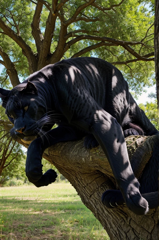 Sleeping panther under big tree