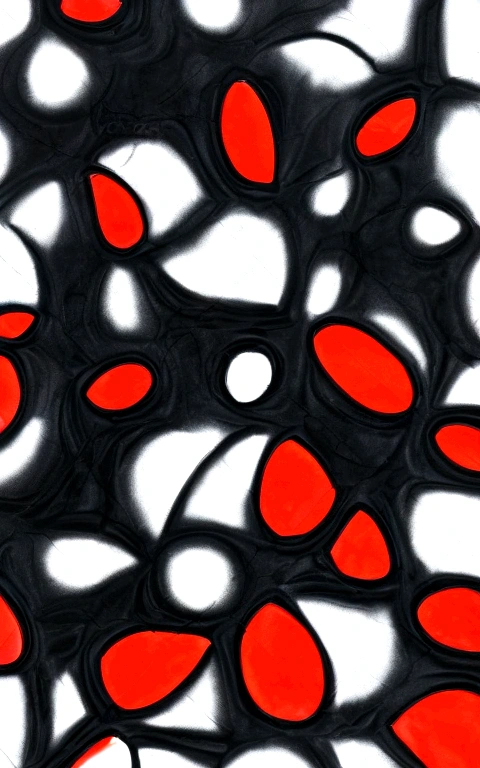 6×6×6, he's back from the dead, black, reddish grey ,red,dark grey and black blue, abstract art, digital art
