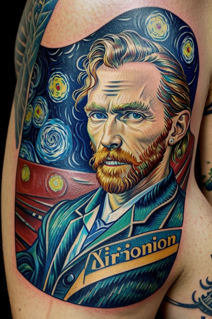 Tattoo machine with van Gogh's starry night background