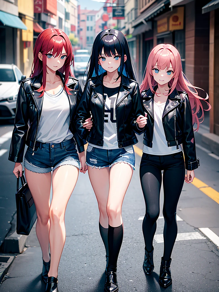 (best quality,8K,high school girl,zippered track jacket,smiling,gravure idol,Model,beautiful girl,down hair,alluring Multiple girls are depicted,uniform,cardigan,blazer,Ribbon on uniform,girl,masterpiece,highest masterpiece,long hair,perfect face,big bust,cleavage,erotic cute,sexy girl),Angelic cute girl,Naughty Girls,Too beautiful girl,Future Fashion,Cutting-edge fashion,Model,Full body image,perfection,Colorful,High-dimensional beautiful girl,Multidimensional beautiful girl,A beautiful girl of the future
