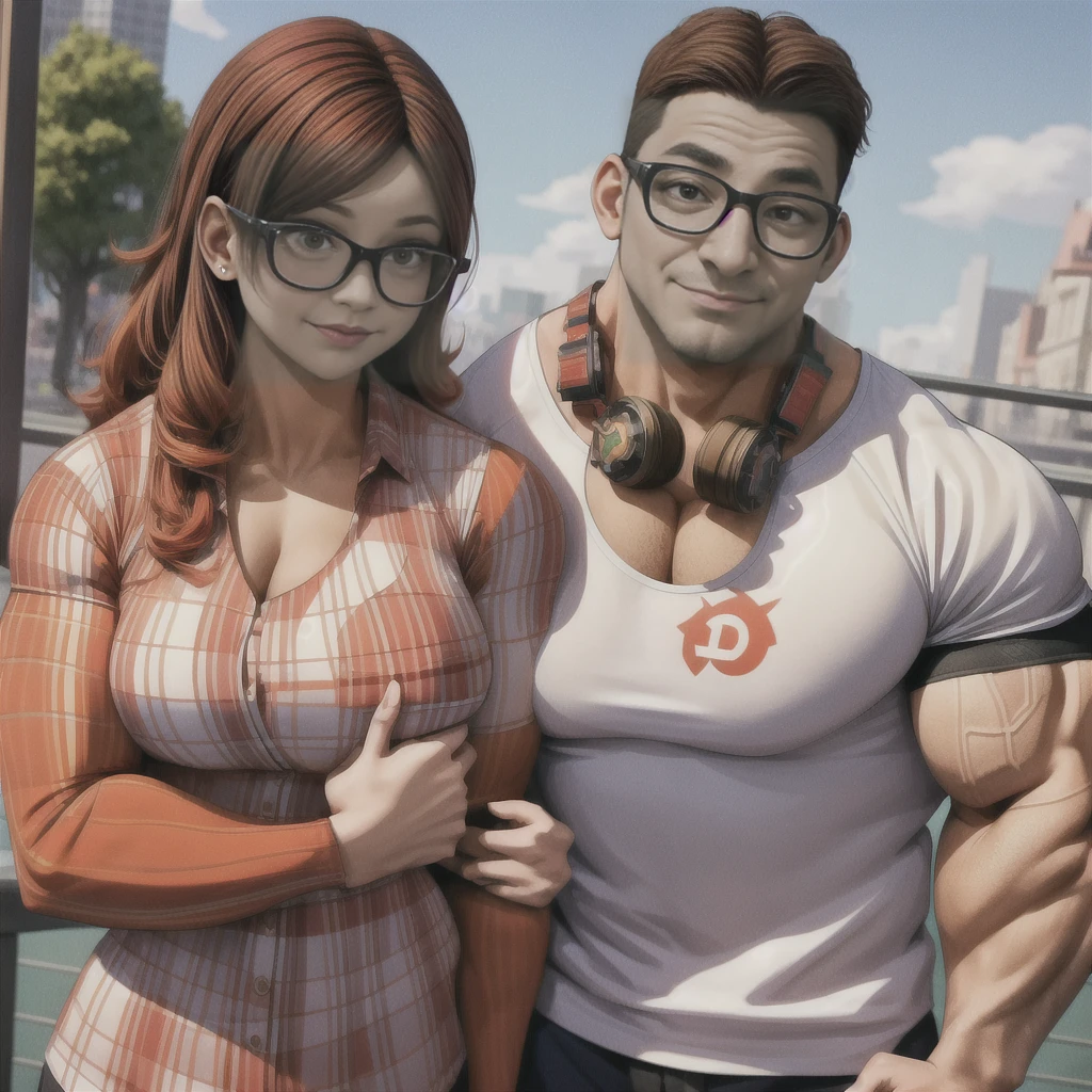 girl and boy:1), smiling, ((high resolution illustration)), ((extremely detailed)), (couple), Alya, Nino, Nino X Alya, (best quality,4k,8k,highres,masterpiece:1.2), ultra-detailed, realistic:1.37, HDR, studio lighting, extreme detail description, professional, vibrant colors, bokeh, (muscular female bodybuilder), detailed lips, strong embrace, romantic scene, intimate moment, intense passion, athletic bodies, fitness couple, gym background, muscular definition, sculpted muscles, sweat glistening, powerful kiss, muscular arms, loving couple, bodybuilding lifestyle,dark hair boy kissing his big muscle girlfriend, skinny brown eye's boy, and a big muscle dark brown hair.