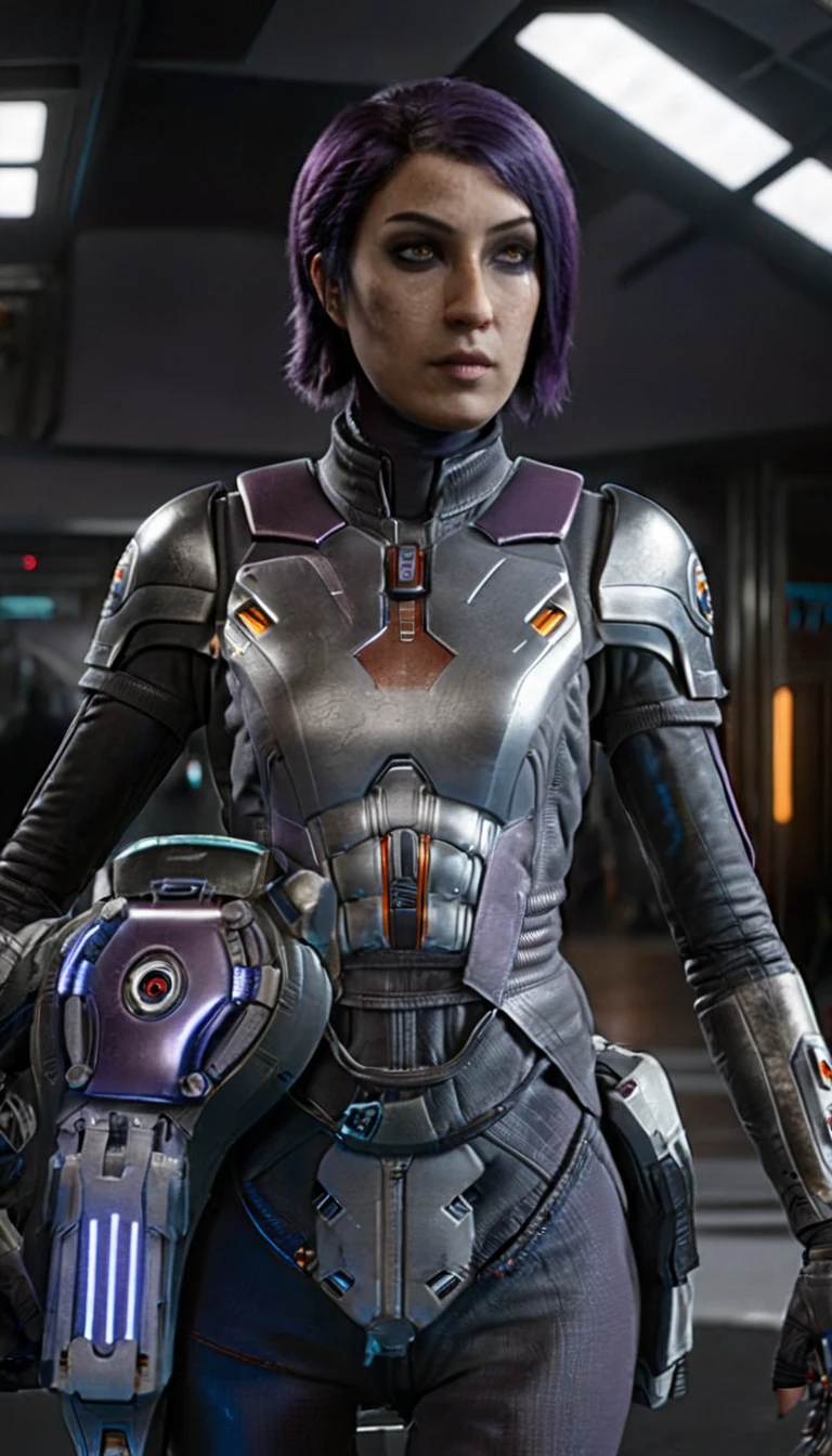 professional 3d model Cinematic scene, sabine wren, SILVER armor (HUGE BREASTS), Ghost in the Shell, detailed background, masterpiece, best quality, high quality, highres, absurdres . octane render, highly detailed, volumetric, dramatic lighting
