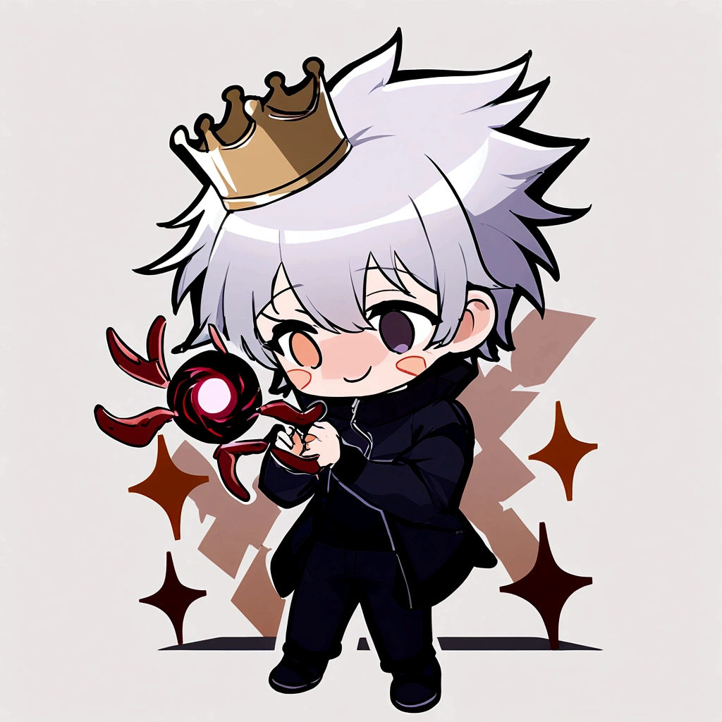 Create a Gojo satoru, using the Crown on a white background.