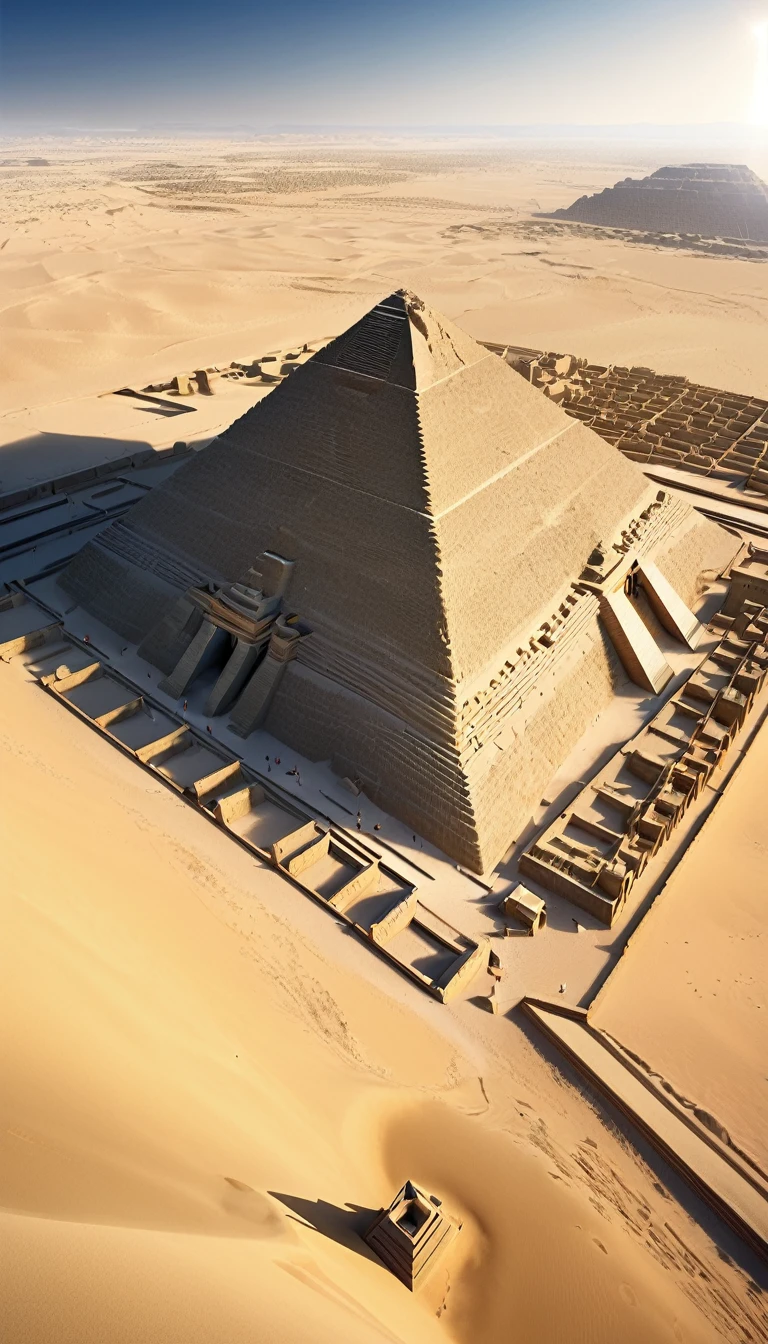 Temple de l'Égypte antique, Ultra HD, (arrière-plan égypte), Détails, éclairage, 8k, (tempête de sable dans le desert), désert, (arrière-plan pyramide)